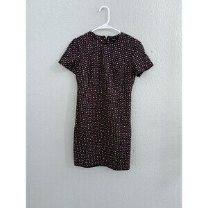 Theory Shift Short Sleeve Dress Geometric Burgundy Black